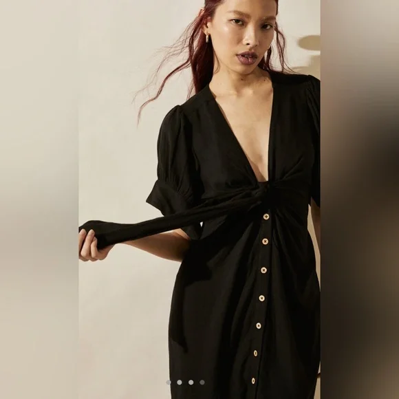 77. FREE PEOPLE Vintage Summer Midi Dress in Black Sz XS NWT $98 - Picture 7 of 12